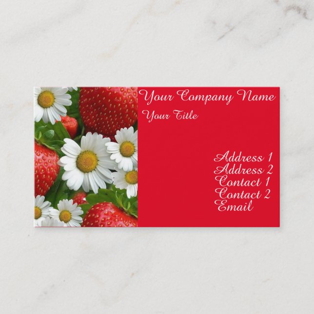 Daisies and Strawberries Business Card (Front)