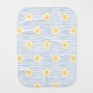 Daisies and Stripes Baby Burp Cloth