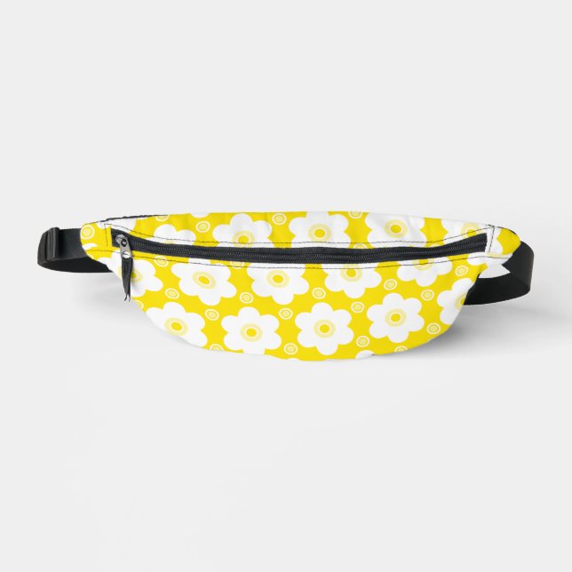 Daisies and Yellow and White Polka Dots Pattern Fanny Pack (Front)