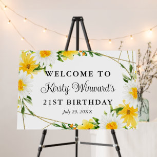 Daisies and Yellow Summer Flowers Birthday Welcome Foam Board
