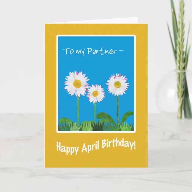 Daisies April Birthday Card for Partner (Front)