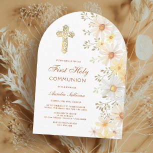 Daisies Arch First Communion Invitation