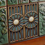 Daisies Art Deco Floral Wall Decor Art Nouveau Ceramic Tile<br><div class="desc">Embrace the timeless allure of the Arts and Crafts Movement with this exquisite tile, featuring a symmetrical depiction of two Marguerite daisies in a soothing palette of dusty blue and warm bronze. The design echoes the simple, natural forms, and traditional craftsmanship synonymous with the late Victorian era, bringing a touch...</div>
