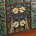 Daisies Art Deco Floral Wall Decor Art Nouveau Ceramic Tile<br><div class="desc">Welcome to CreaTile! Here you will find handmade tile designs that I have personally crafted and vintage ceramic and porcelain clay tiles, whether stained or natural. I love to design tile and ceramic products, hoping to give you a way to transform your home into something you enjoy visiting again and...</div>