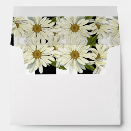 Daisies  Black White Stripes Modern Floral Envelope