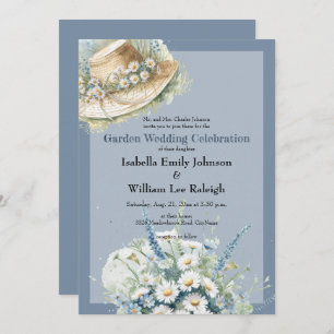 Daisies & Blue Denim Rustic Wedding Invitation