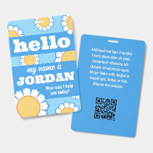 Daisies Blue Hello My Name Is How May I Help Badge