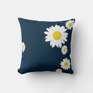 Daisies Blue  Throw Pillow