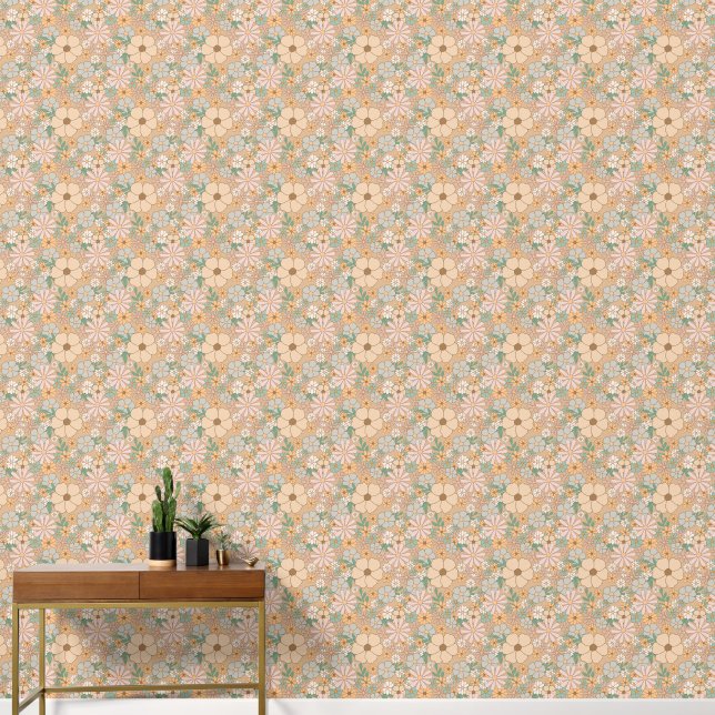 DAISIES BOHO FLOWERS SEAMLESS  WALLPAPER  (Hallway)