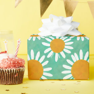 Daisies Boho Folk Art Inspired Wrapping Paper