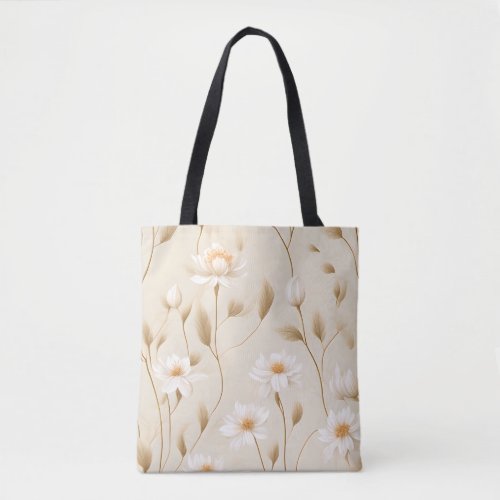 Daisies botanical neutral pattern tote bag