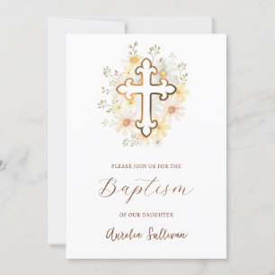 Daisies Bouquet Baptism Invitation