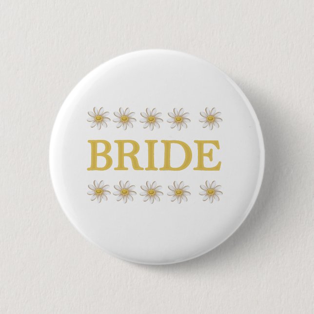 Daisies Bride Pinback Button (Front)