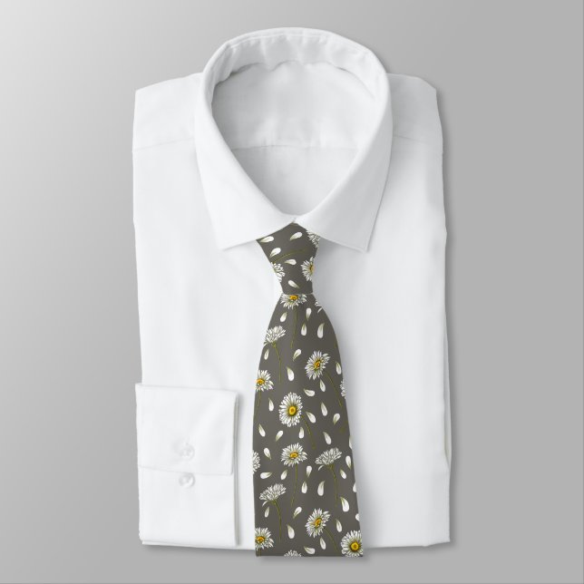Daisies chic pattern neck tie (Tied)