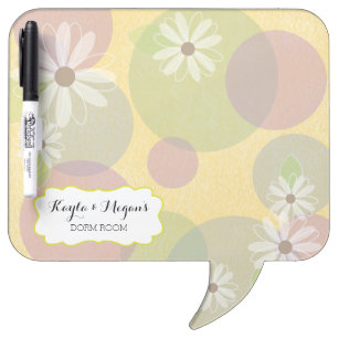 Daisies & Colored Circles Personalized Dorm Room Dry-Erase Board