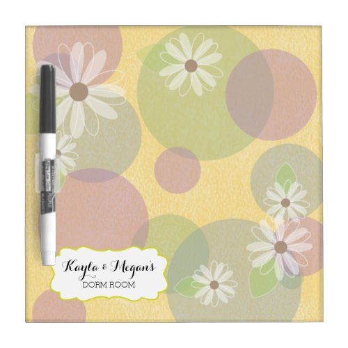 Daisies  Colored Circles Personalized Dorm Room Dry Erase Board