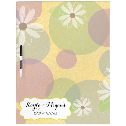 Daisies  Colored Circles Personalized Dorm Room Dry Erase Board