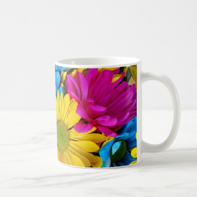 daisies colorful flower pink blue mug (Right)