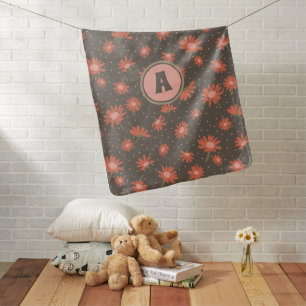 Daisies Coral Pink Floral Baby Blanket