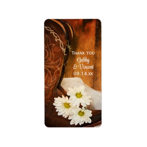 Daisies Cowboy Boots Wedding Thank You Favor Tags