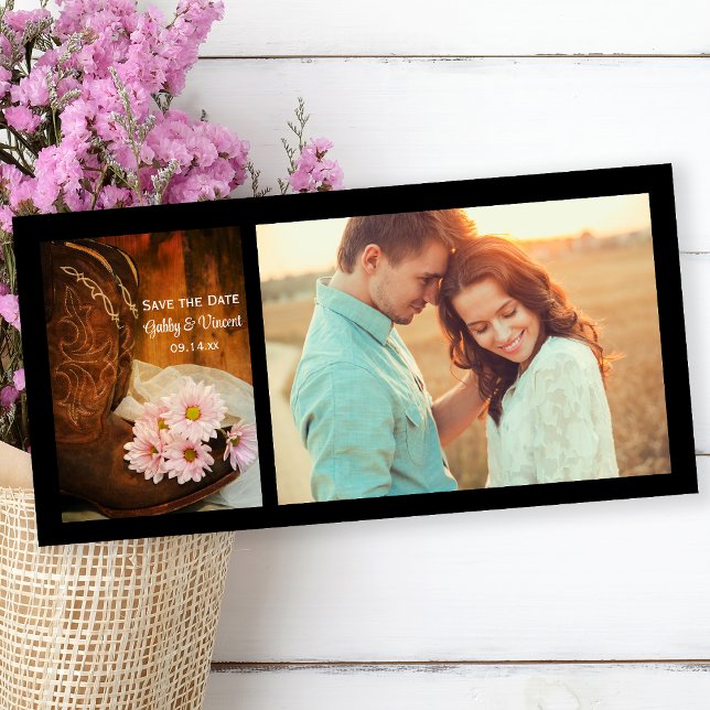 Daisies Cowboy Boots Western Wedding Save the Date (Creator Uploaded)