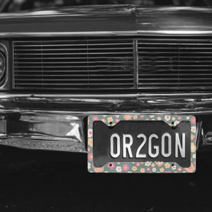 Daisies Cute Colorful Handmade Boho Pastel License Plate Frame