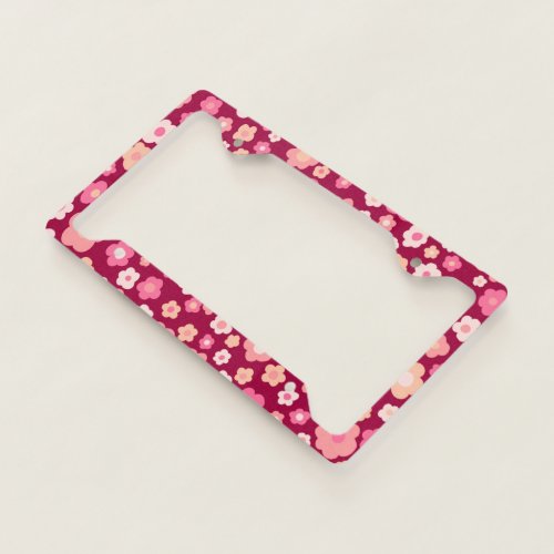 Daisies Cute Colorful Handmade Boho Pink License Plate Frame