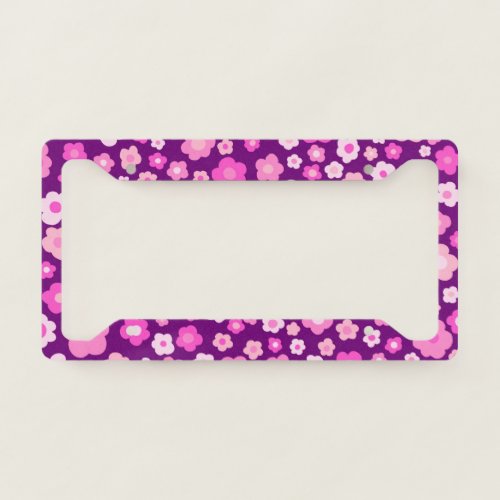 Daisies Cute Colorful Handmade Boho Purple License Plate Frame