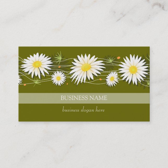 Daisies Dark Background Business Business Card (Front)