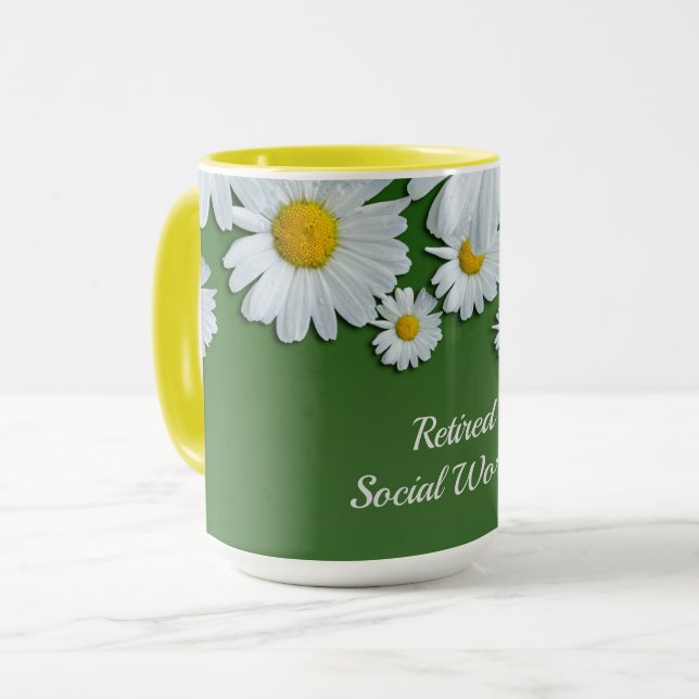Daisies Design, Retired Social Worker Mug (Front Left)