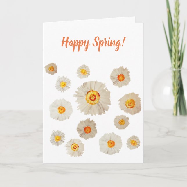 Daisies Drawing Happy Spring Greeting Card (Front)