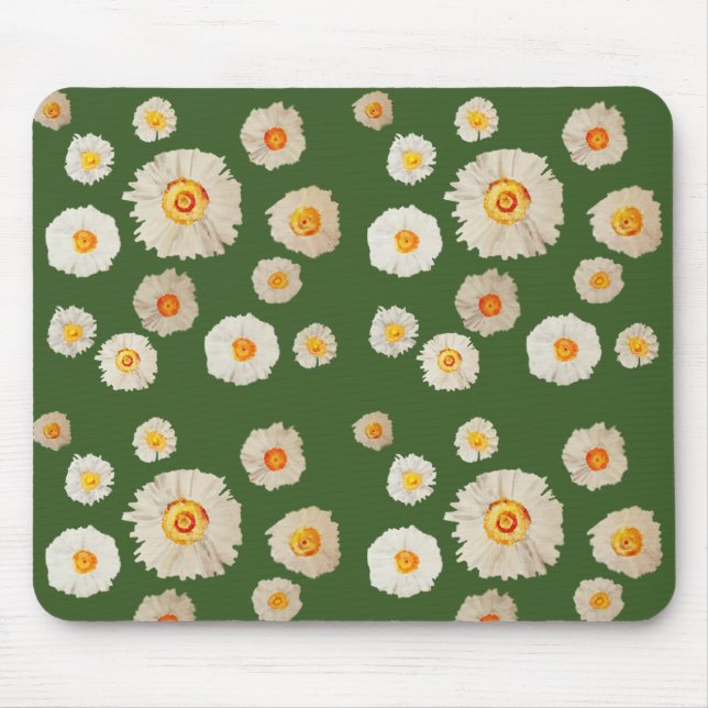 Daisies Drawing Mousepad, Daisy pattern Mouse Pad (Front)
