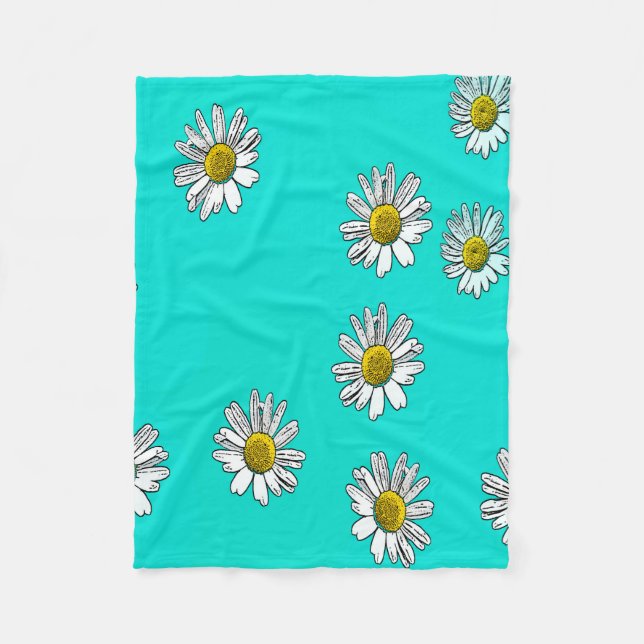 Daisies drawn fleece blanket (Front)