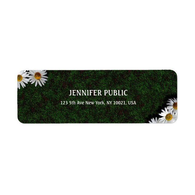 Daisies Elegant Modern Design Flowers Return Label (Front)