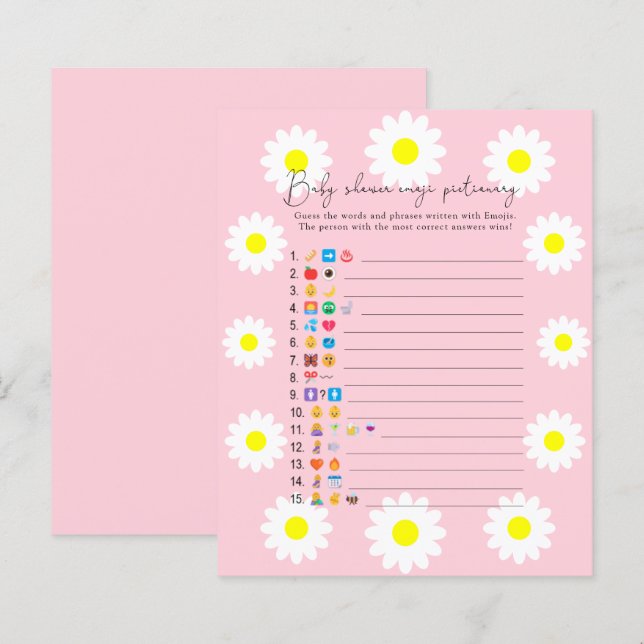 Daisies -  Emoji picture game baby shower (Front/Back)