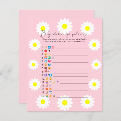 Daisies _  Emoji picture game baby shower