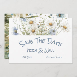 Daisies & Faded Denim Rustic Wedding Save The Date
