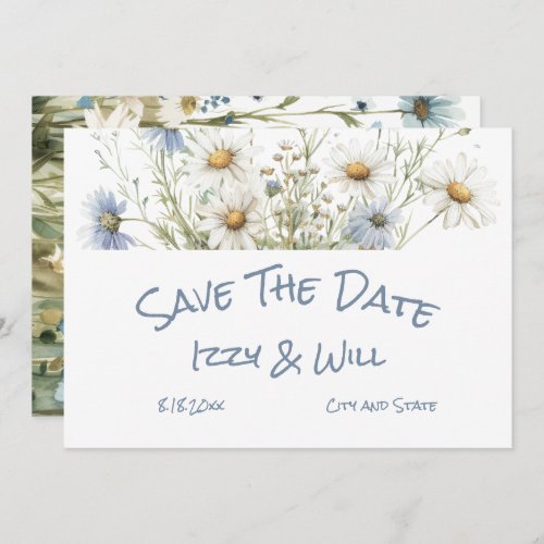 Daisies  Faded Denim Rustic Wedding Save The Date