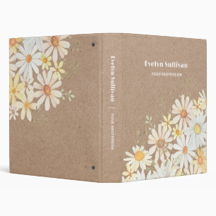 Daisies faux kraft paper binder