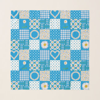 Daisies Faux Patchwork Floral, Polka Dots, Gingham Scarf