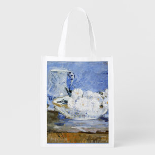 Daisies, fine art painting by Berthe Morisot Grocery Bag