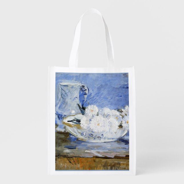 Daisies, fine art painting by Berthe Morisot Grocery Bag (Front)