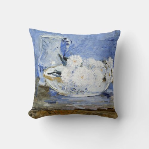 Daisies fine art painting by Berthe Morisot Throw Pillow