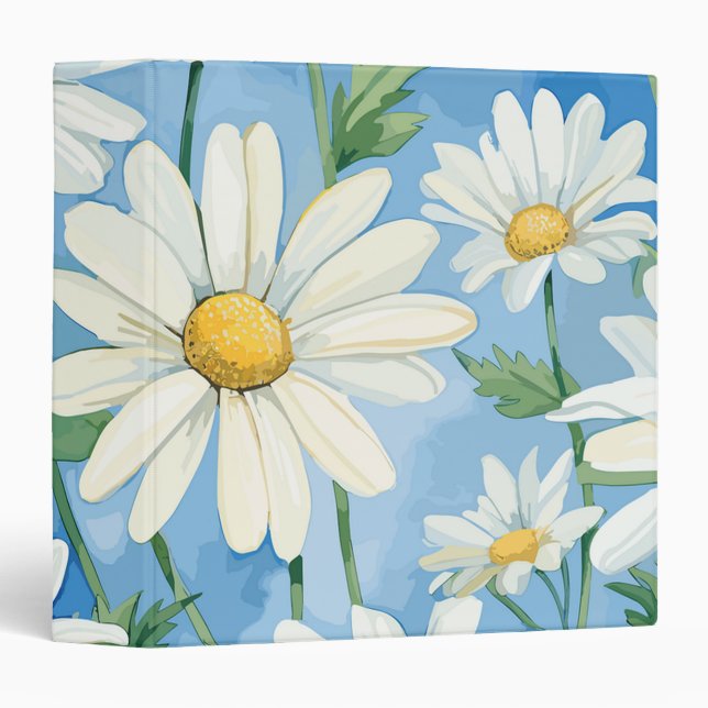 Daisies Floral  3 Ring Binder (Front/Spine)
