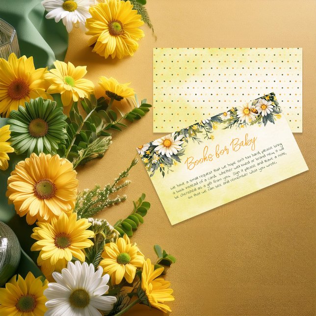 Daisies Floral Baby Shower Books for Baby Enclosure Card (Little Daisy Theme Books for Baby Yellow, White and Green Daisies Floral Baby Shower Enclosure Card)