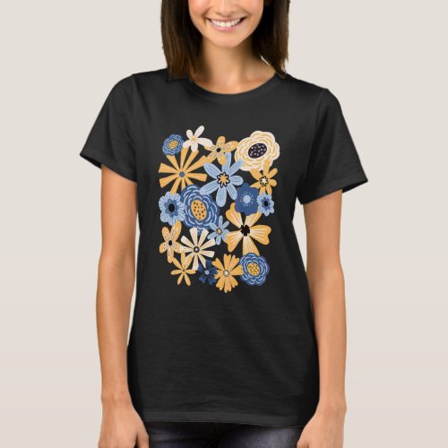 Daisies Floral Blue Aesthetics Yellow Country Fash T_Shirt