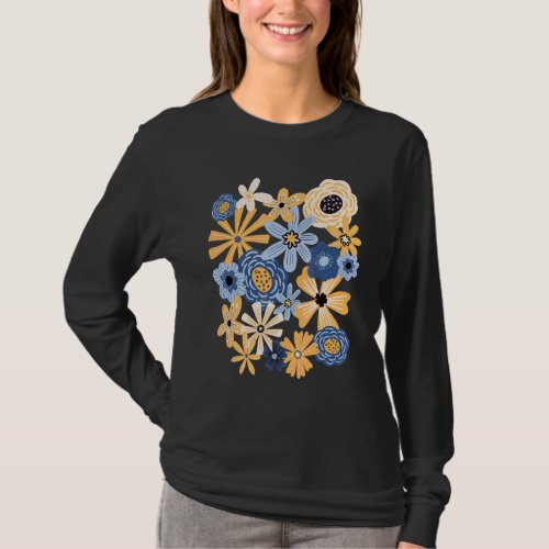 Daisies Floral Blue Aesthetics Yellow Country Fash T_Shirt