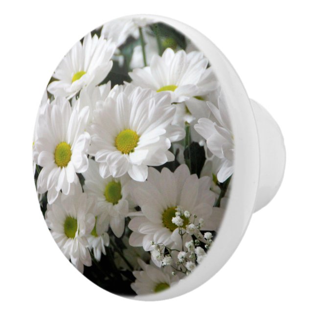 Daisies Floral Ceramic Knob (Right)