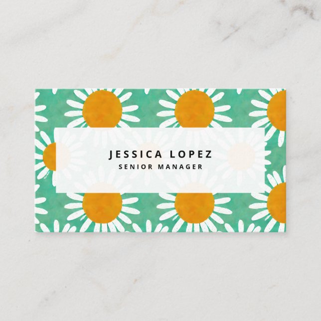 Daisies Floral Cutouts Pattern Professional Business Card (Front)