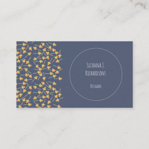 Daisies floral minimal simple blue modern elegant business card